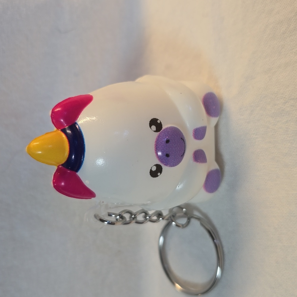 Unicorn Squishy Bag Charm Keychain - White, Pink, Yellow